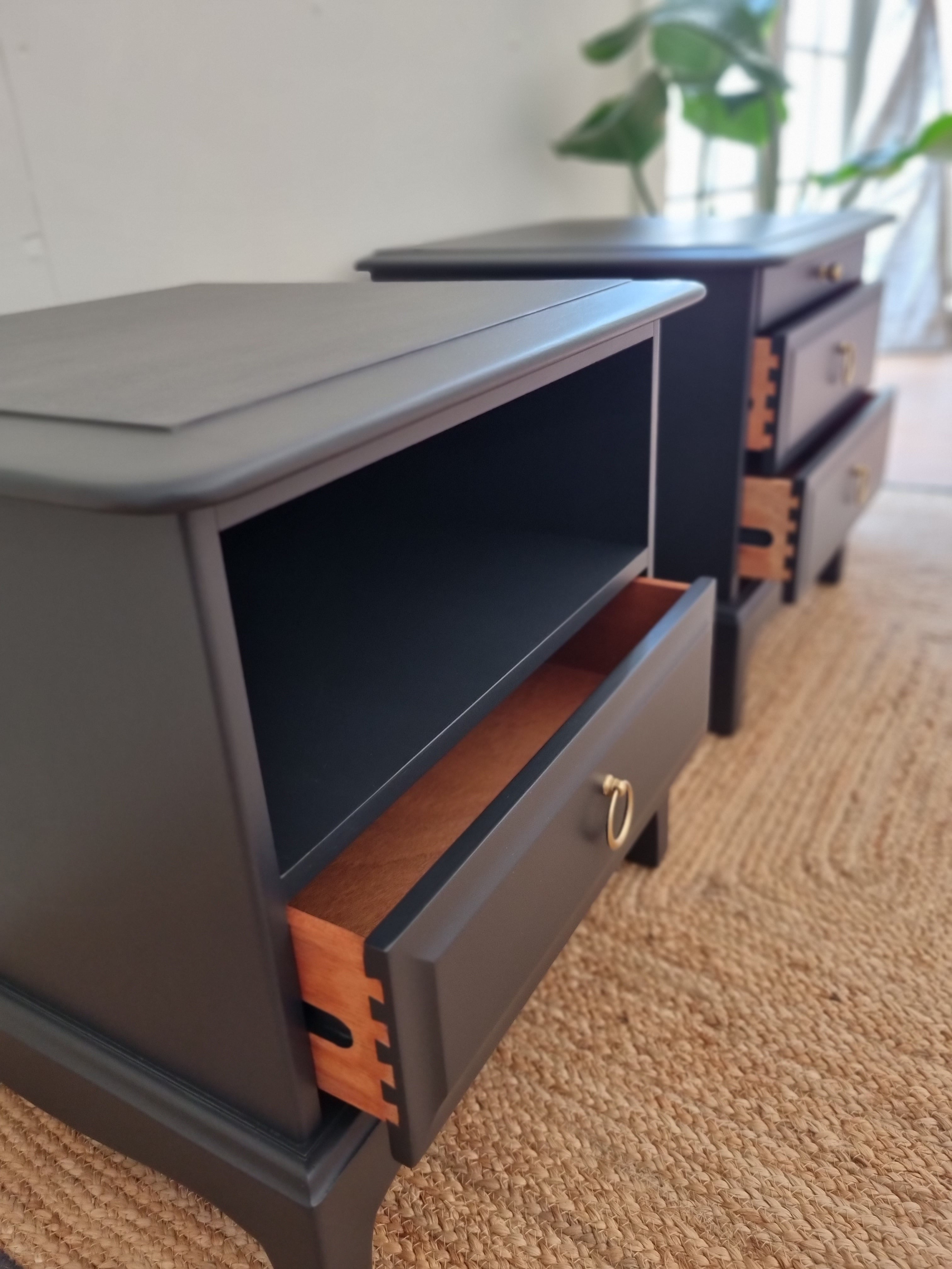 Pair of Stag Minstrel bedside tables in Ash Black