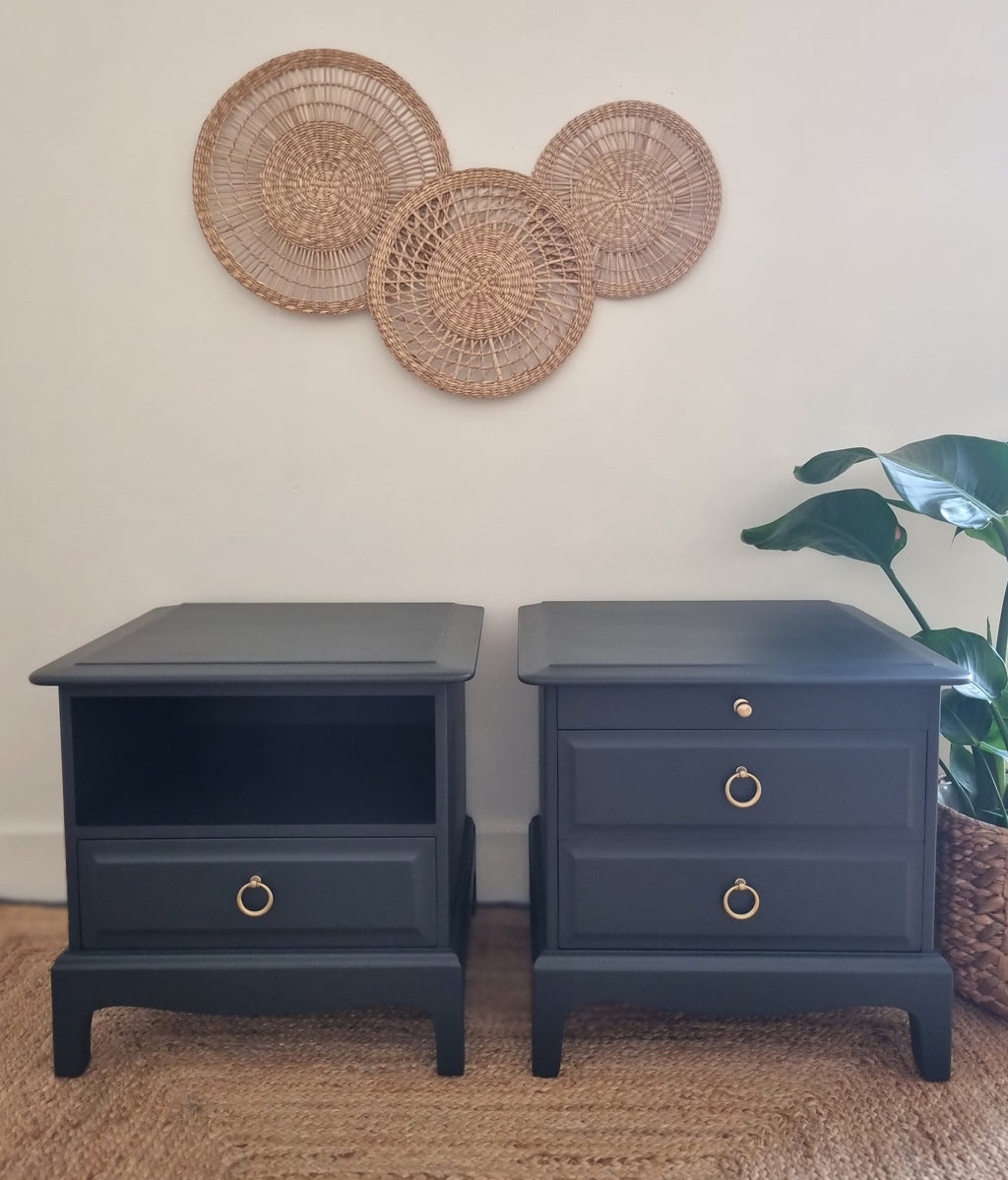 Pair of Stag Minstrel bedside tables in Ash Black