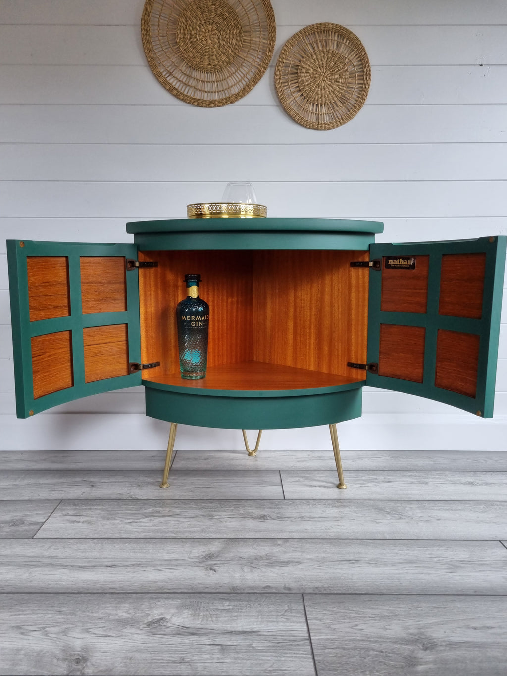 Green Nathan Drinks Cabinet with hairpin legs