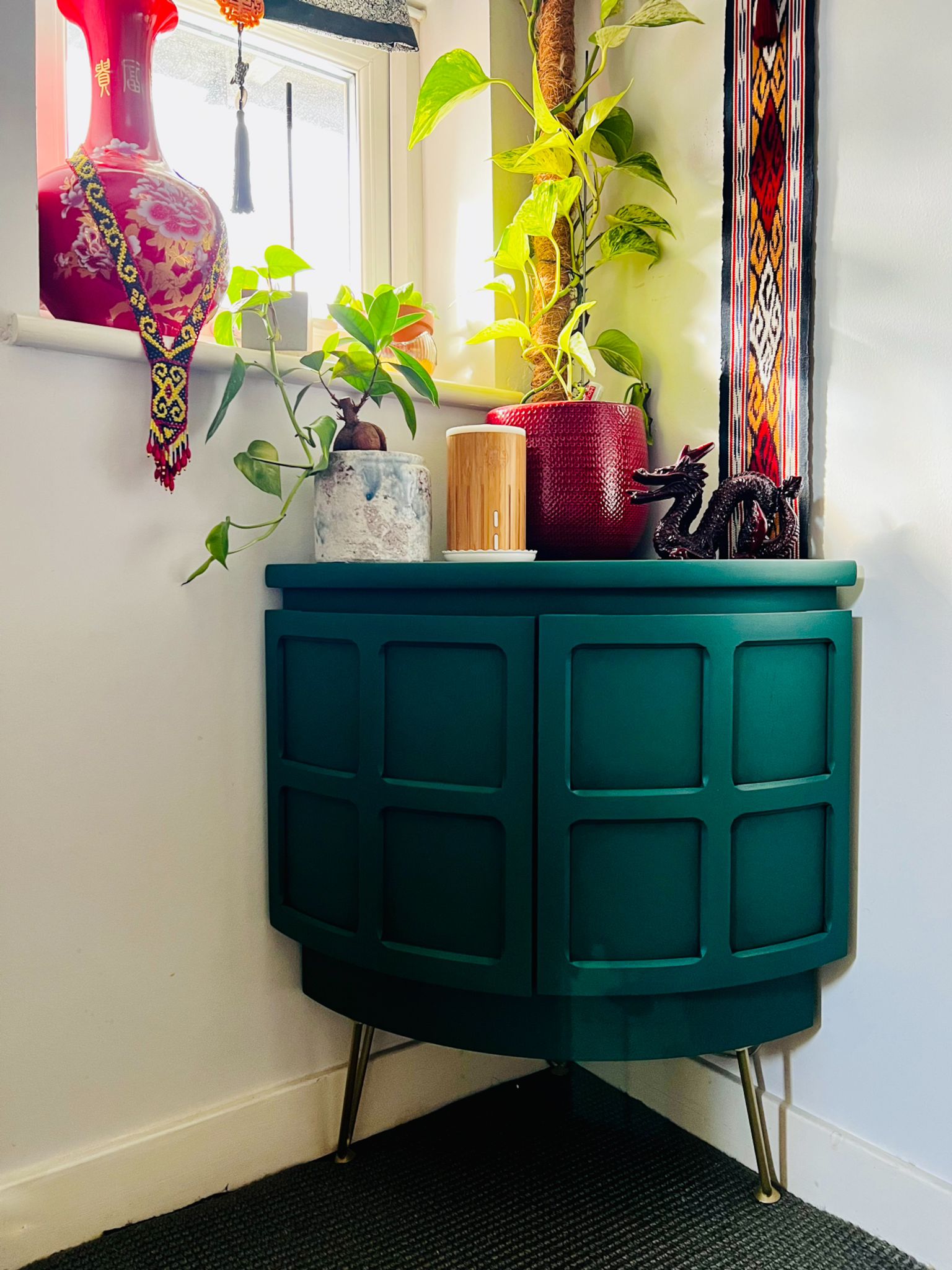 Green Nathan Drinks Cabinet with hairpin legs